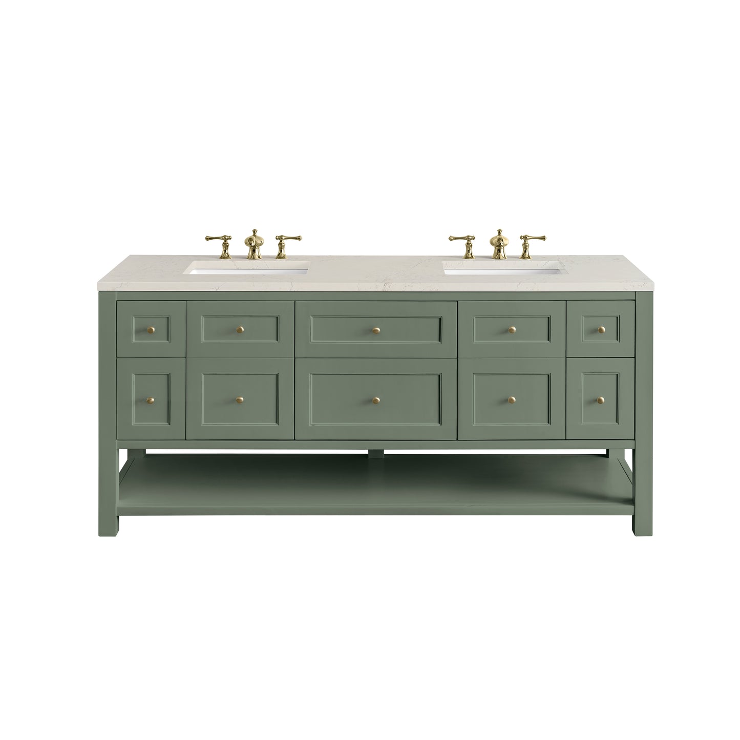 Renovate for Less Atlanta Breckenridge 72" Double Vanity, Smokey Celadon, w/ 3 CM Siberian Silestone Top w/FreePower Wireless Charger