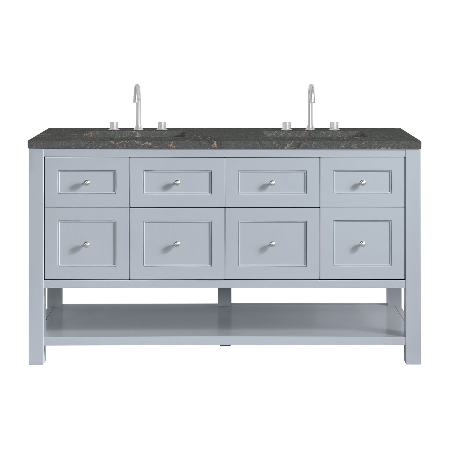 Renovate for Less Atlanta Breckenridge 60" Double Vanity, Serenity Blue w/ 3 CM Parisien Bleu Top w/FreePower Wireless Charger