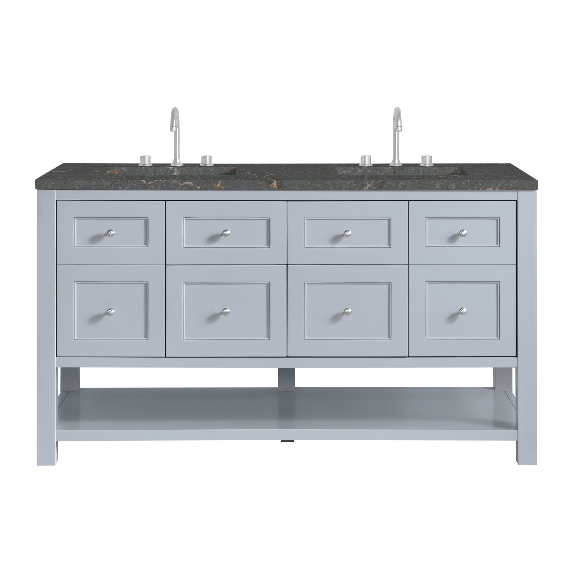 Renovate for Less Atlanta Breckenridge 60" Double Vanity, Serenity Blue w/ 3 CM Parisien Bleu Top w/FreePower Wireless Charger