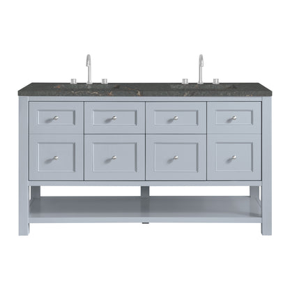 Renovate for Less Atlanta Breckenridge 60" Double Vanity, Serenity Blue w/ 3 CM Parisien Bleu Top