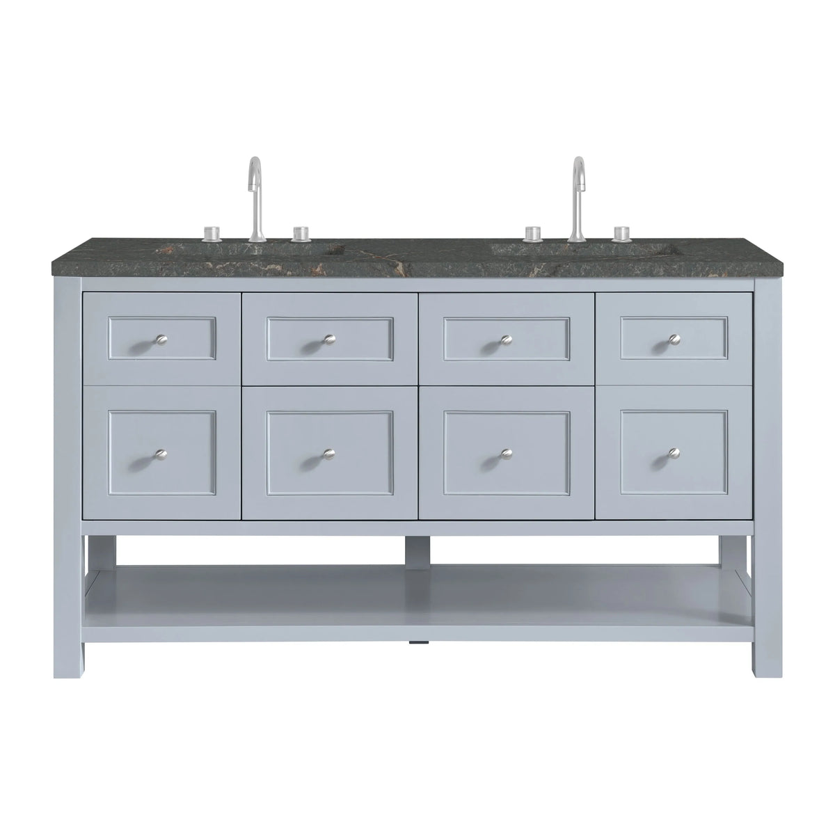 Breckenridge 60" Double Vanity, Serenity Blue w/ 3 CM Parisien Bleu Top w/FreePower Wireless Charger