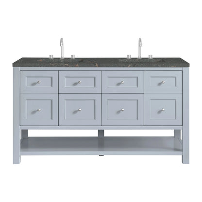 Breckenridge 60" Double Vanity, Serenity Blue w/ 3 CM Parisien Bleu Top w/FreePower Wireless Charger