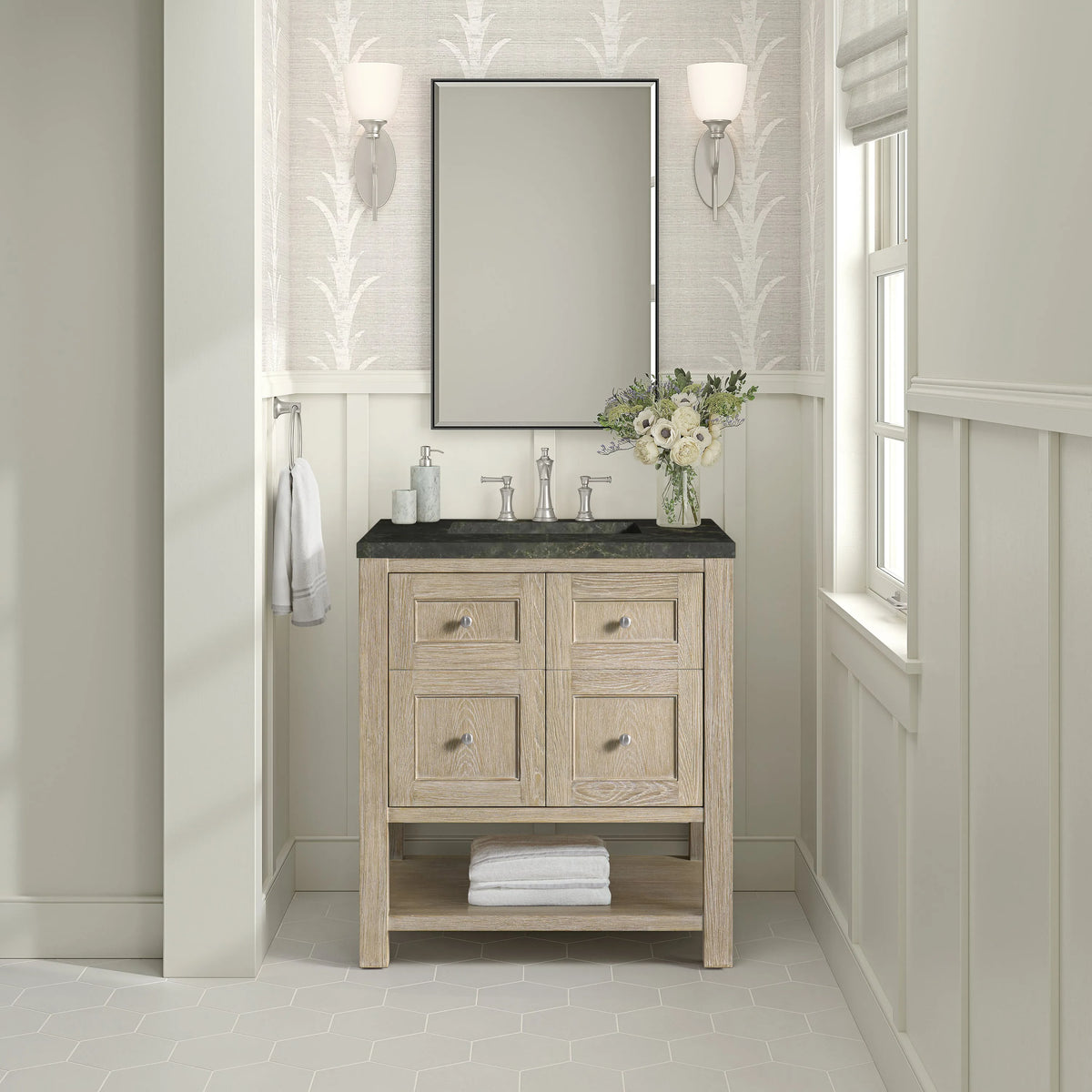 Breckenridge 30" Single Vanity, Whitewashed Oak, w/ 3 CM Phantome Eclos Top