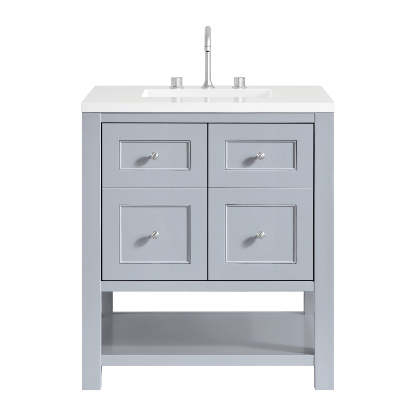 Renovate for Less Atlanta Breckenridge 30" Single Vanity, Serenity Blue, w/ 3 CM White Zeus Quartz Top