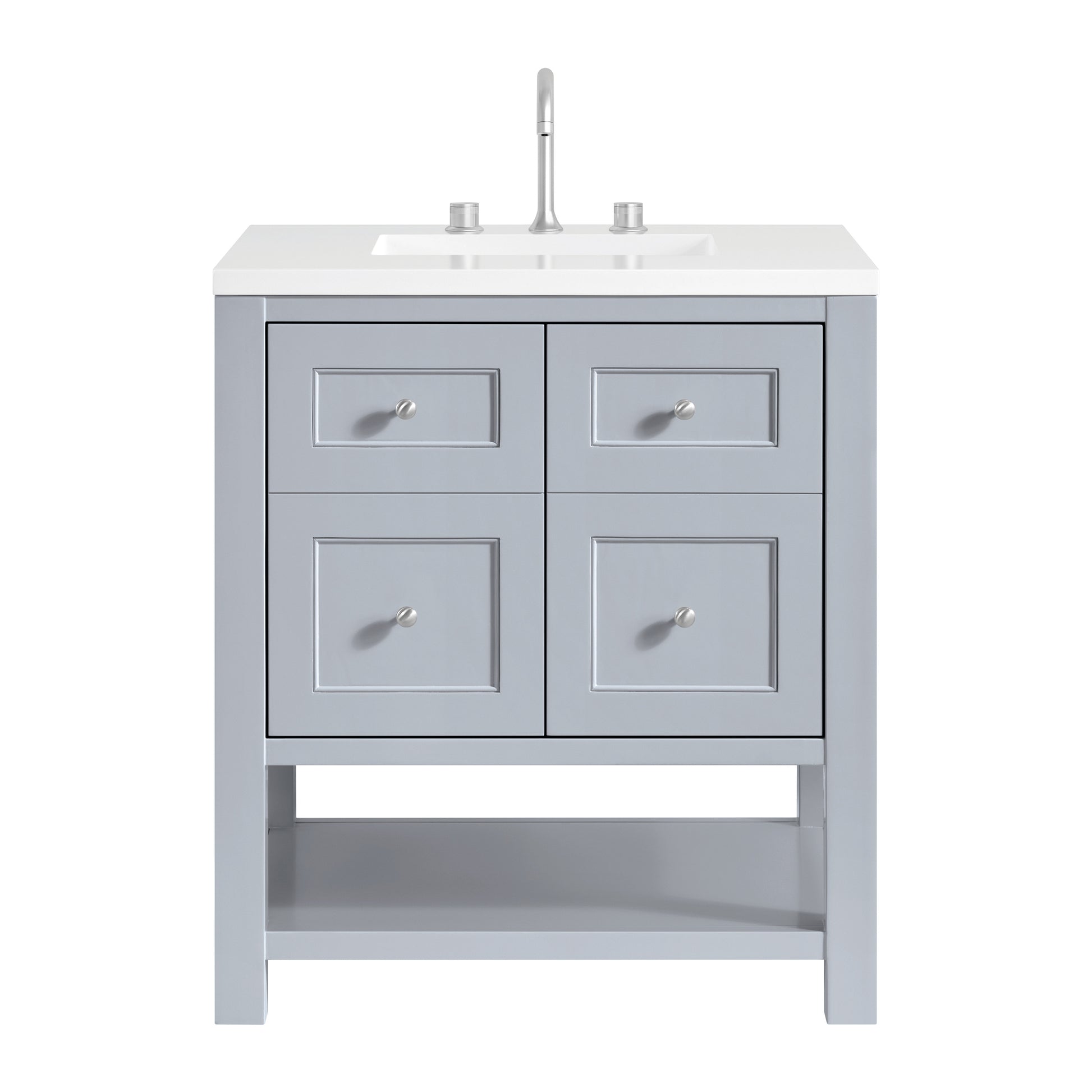 Renovate for Less Atlanta Breckenridge 30" Single Vanity, Serenity Blue, w/ 3 CM White Zeus Quartz Top