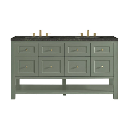 Breckenridge 60" Double Vanity, Smokey Celadon, w/ 3 CM Phantome Eclos Top