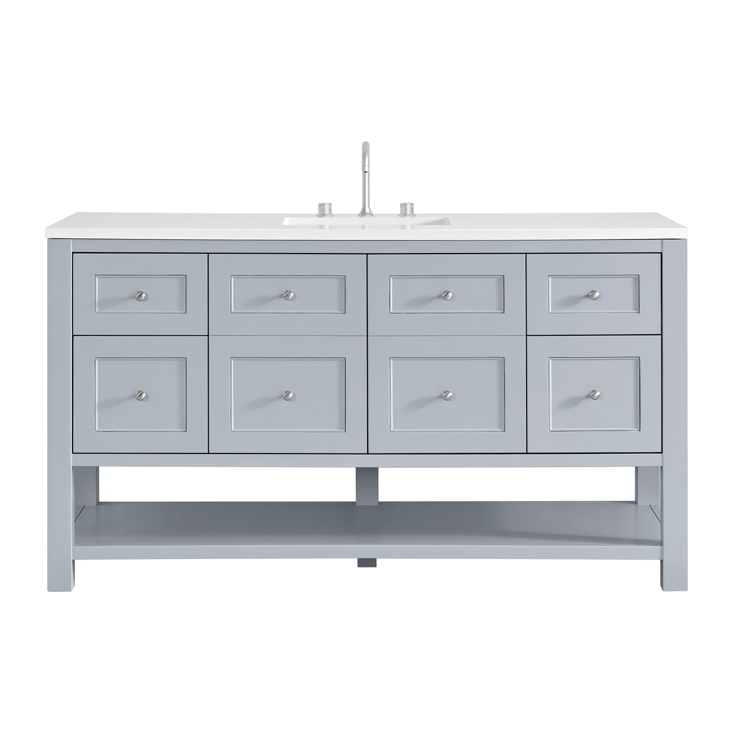 Renovate for Less Atlanta Breckenridge 60" Single Vanity, Serenity Blue, w/ 3 CM White Zeus Quartz Top