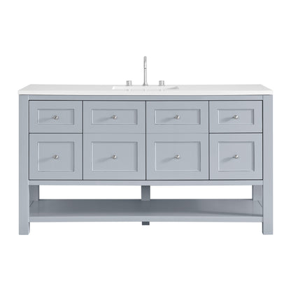 Renovate for Less Atlanta Breckenridge 60" Single Vanity, Serenity Blue, w/ 3 CM White Zeus Quartz Top