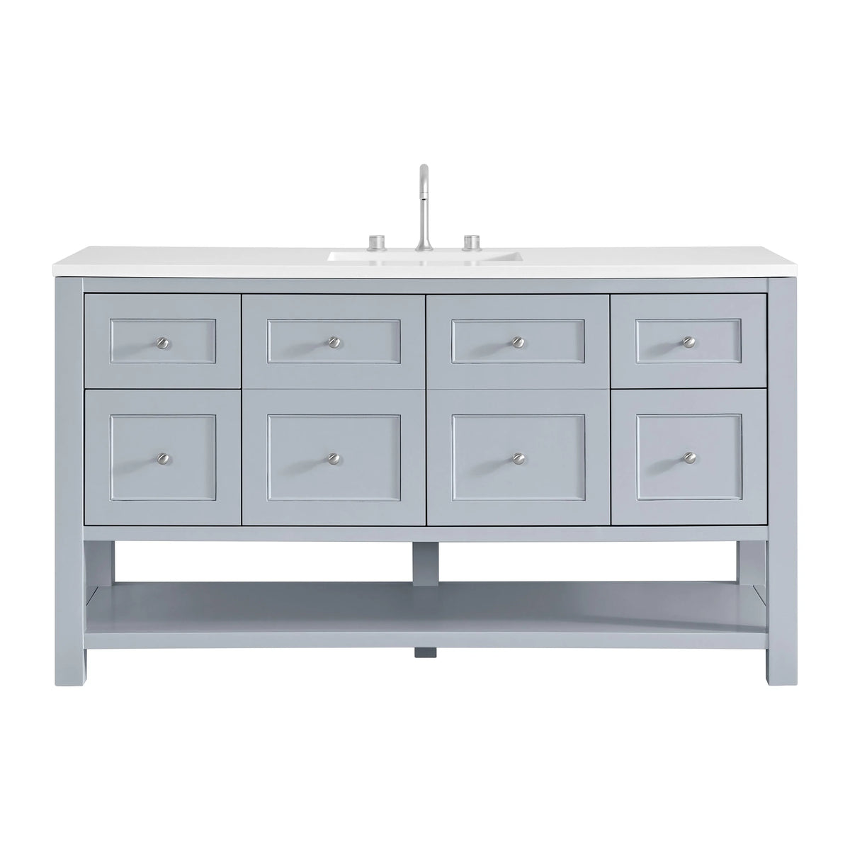 Breckenridge 60" Single Vanity, Serenity Blue, w/ 3 CM White Zeus Quartz Top