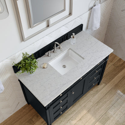 Renovate for Less Atlanta Brittany 48" Single Vanity, Black Onyx w/ 3 CM Eternal Jasmine Pearl Silestone Top