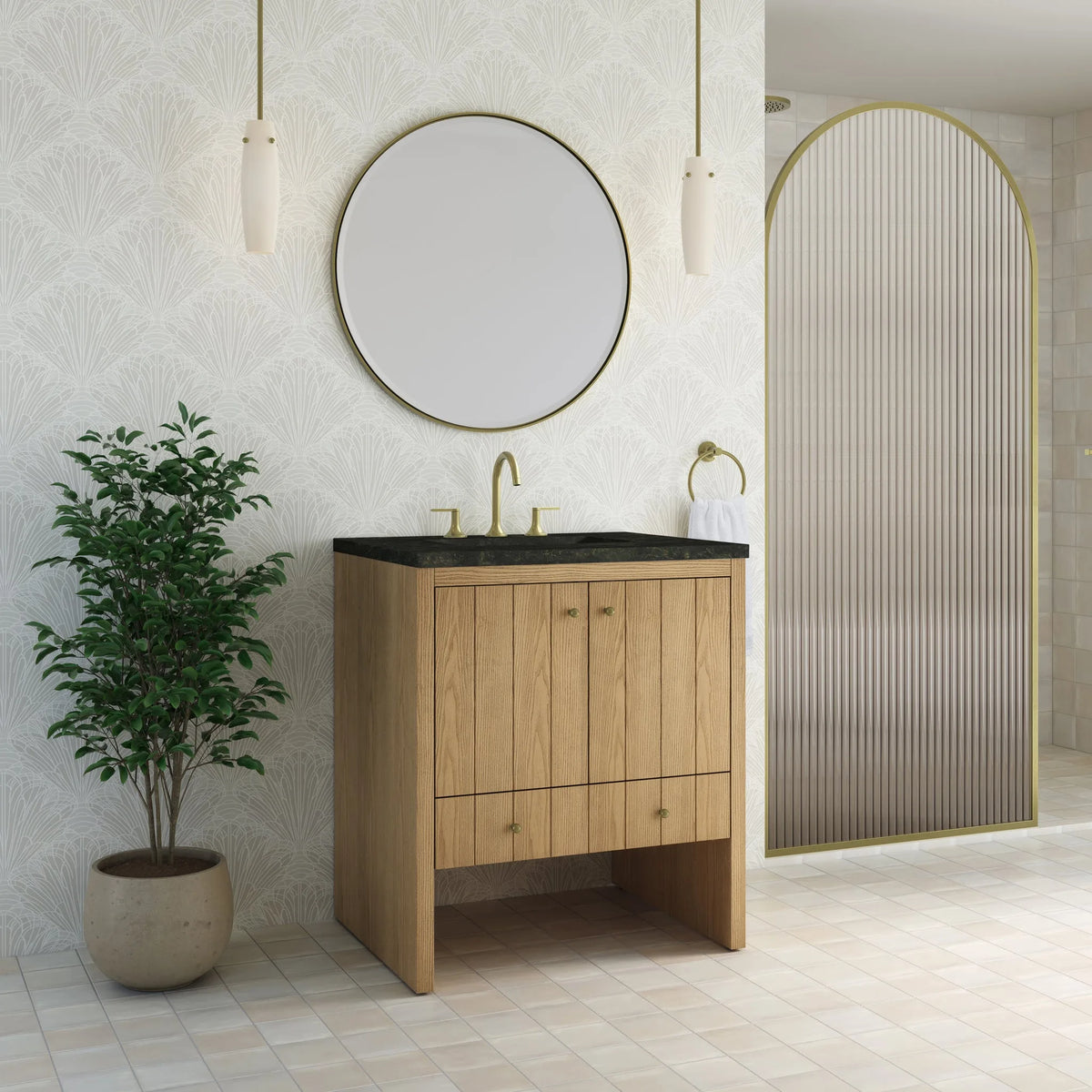 Hudson 30" Single Vanity, Light Natural Oak w/ 3 CM Phantome Eclos Top