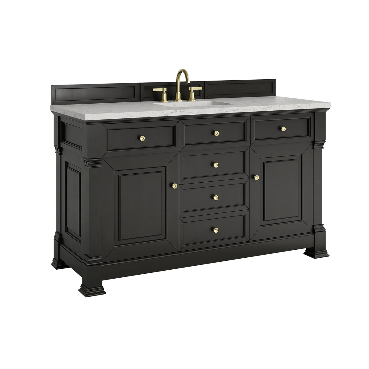 Brookfield 60" Single Vanity, Black Onyx w/3CM Eternal Jasmine Pearl Silestone Top