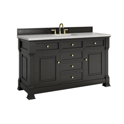 Brookfield 60" Single Vanity, Black Onyx w/3CM Eternal Jasmine Pearl Silestone Top