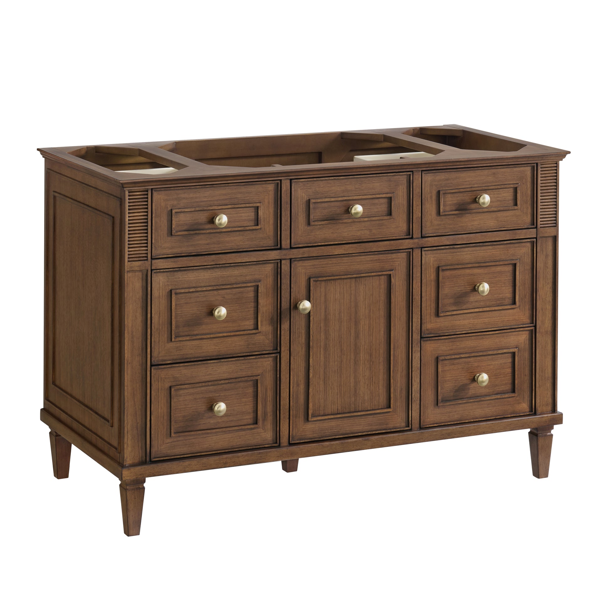 Renovate for Less Atlanta Lorelai 48" Single Vanity, Mid-Century Walnut, w/ 3 CM Siberian Silestone Top