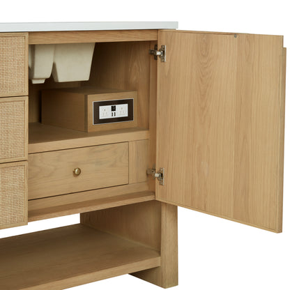 Renovate for Less Atlanta Solene 72" Double Vanity, Seaside Oak, w/ 3 CM Lime Delight Quartz Top