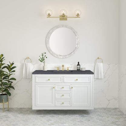 Renovate for Less Atlanta Chicago 48" Single Vanity, Glossy White, w/ 3 CM Charcoal Soapstone Silestone® Top
