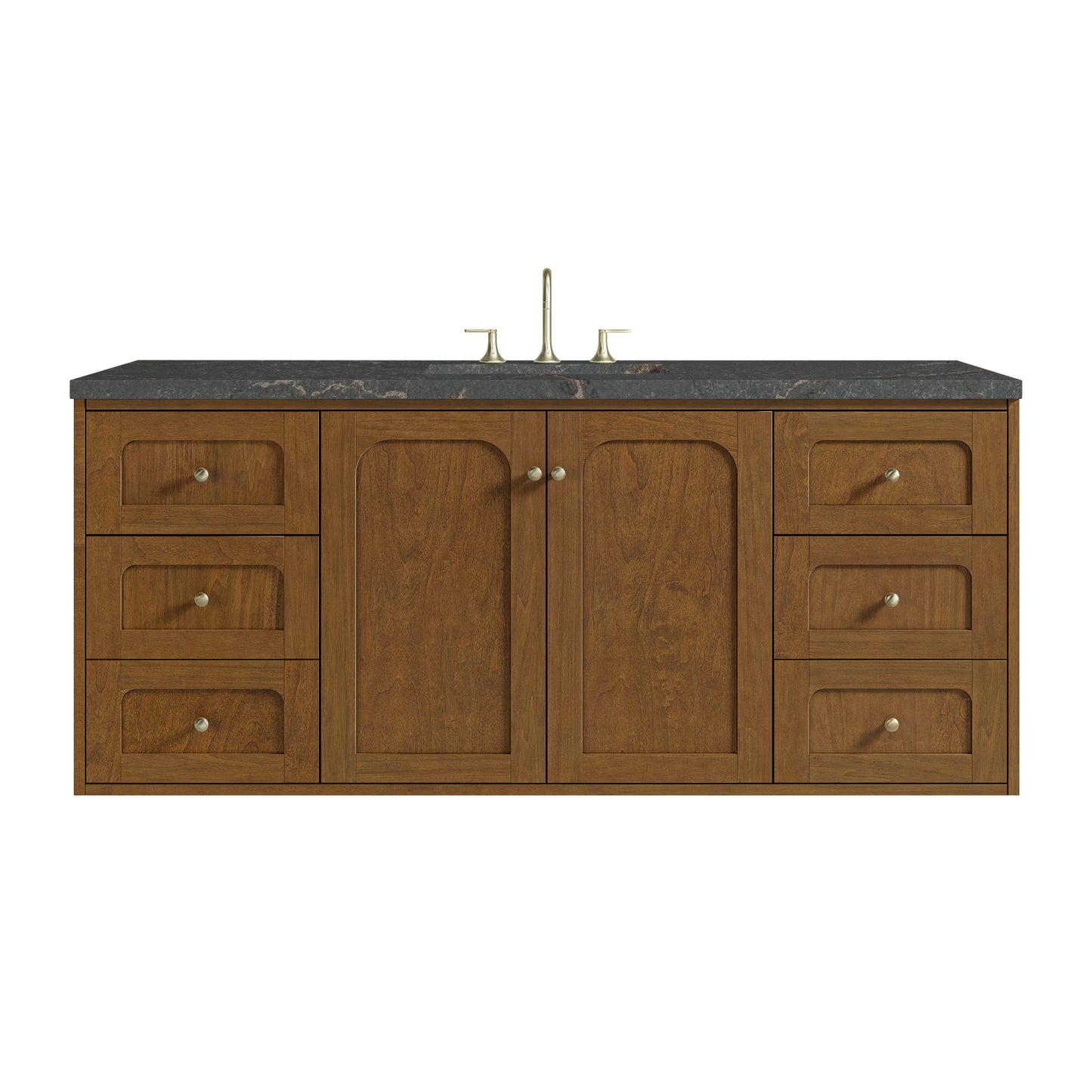 Renovate for Less Atlanta Laurent 60" Single Vanity, Honey Oak w/ 3 CM Parisien Bleu Silestone Top