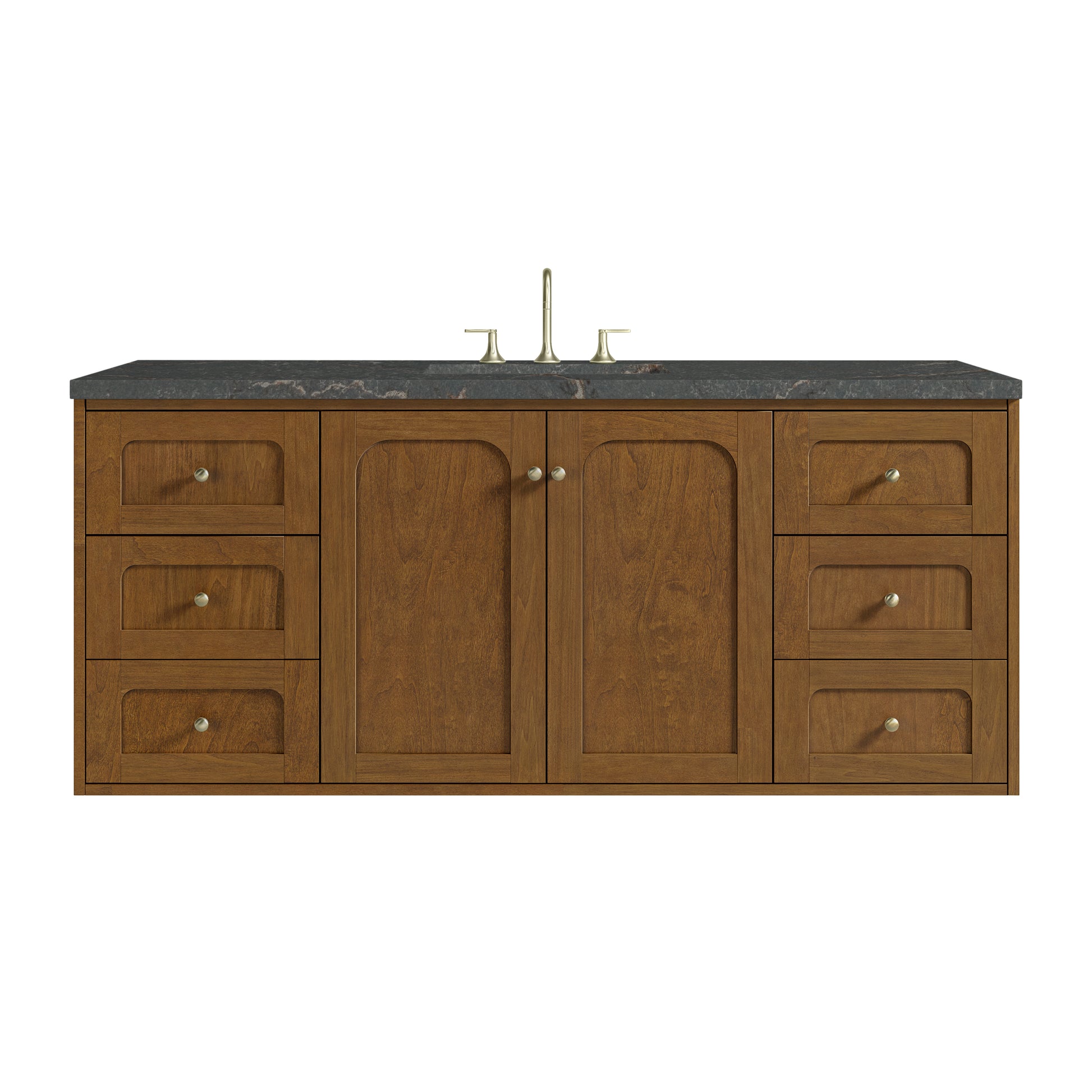 Renovate for Less Atlanta Laurent 60" Single Vanity, Honey Oak w/ 3 CM Parisien Bleu Silestone Top