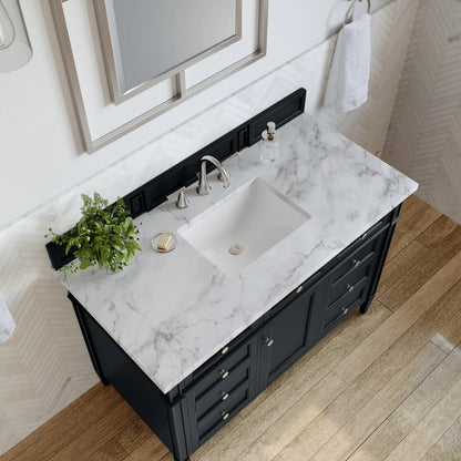 Brittany 48" Single Vanity, Black Onyx w/ 3 CM Carrara Marble Top