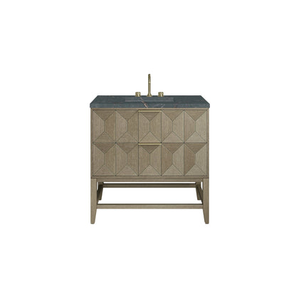 Emmeline 36" Single Vanity, Pebble Oak w/ 3 CM Parisien Bleu Top