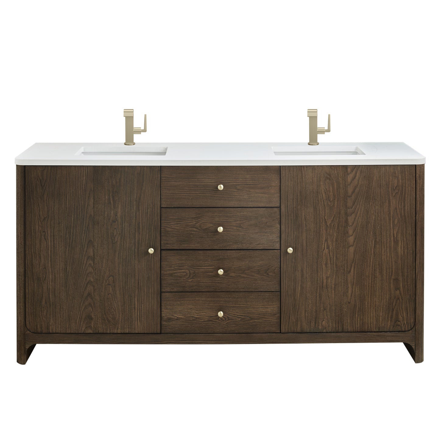 Renovate for Less Atlanta Gracyn 72" Double Vanity, Sable, w/ 3 CM White Zeus Quartz Top