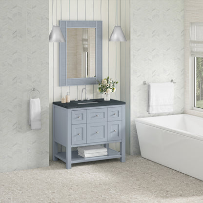 Renovate for Less Atlanta Breckenridge 36" Single Vanity, Serenity Blue, w/ 3 CM Charcoal Soapstone Quartz Top