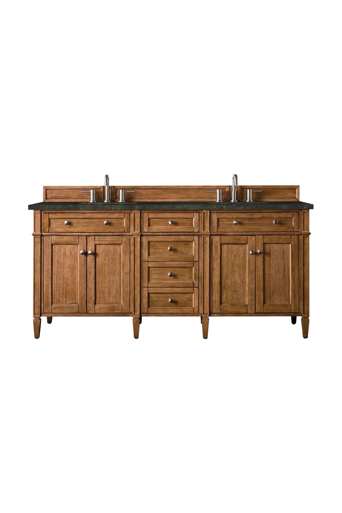 Brittany 72" Double Vanity, Saddle Brown, w/ 3 CM Phantome Eclos Top