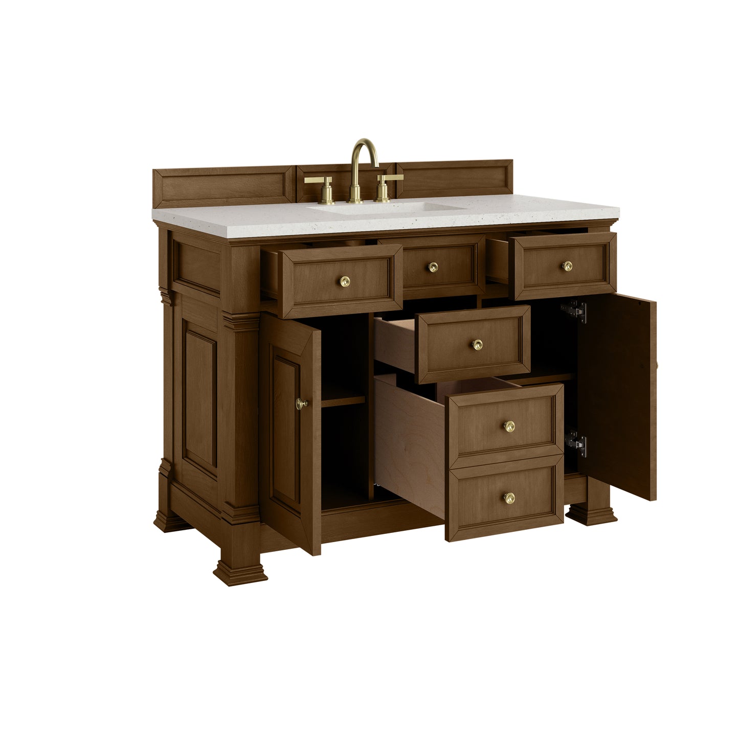 Renovate for Less Atlanta Brookfield 48" Single Vanity, Honey Oak w/ 3 CM Lime Delight Silestone Top
