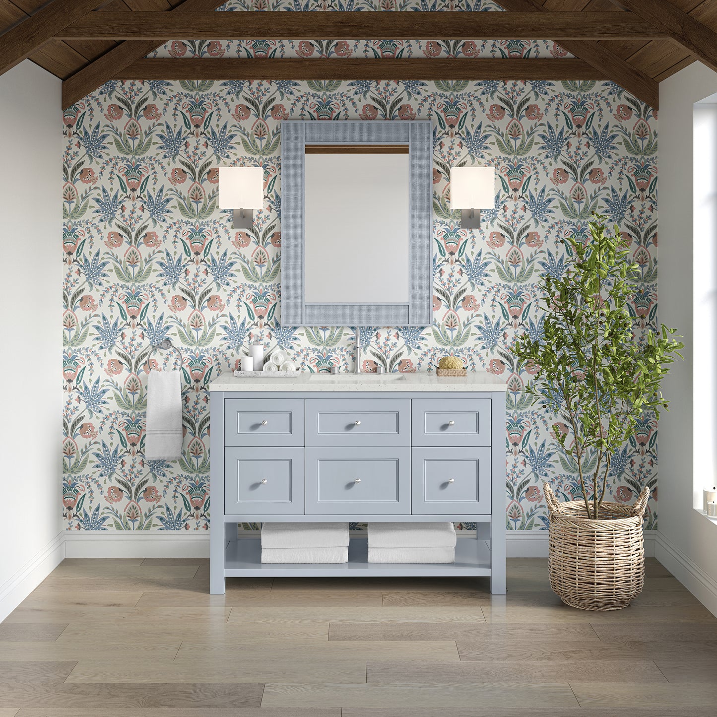 Renovate for Less Atlanta Breckenridge 48" Single Vanity, Serenity Blue, w/ 3 CM Lime Delight Quartz Top