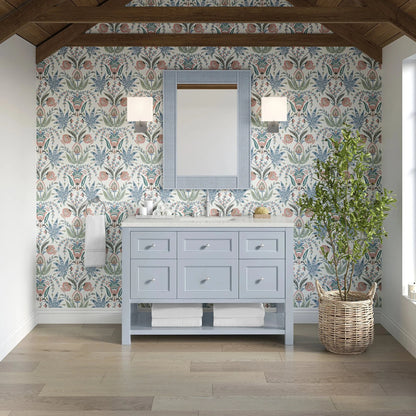 Breckenridge 48" Single Vanity, Serenity Blue, w/ 3 CM Lime Delight Quartz Top