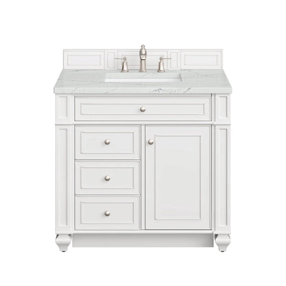 Bristol 36" Single Vanity, Bright White w/ 3 CM Ethereal Noctis Silestone Top