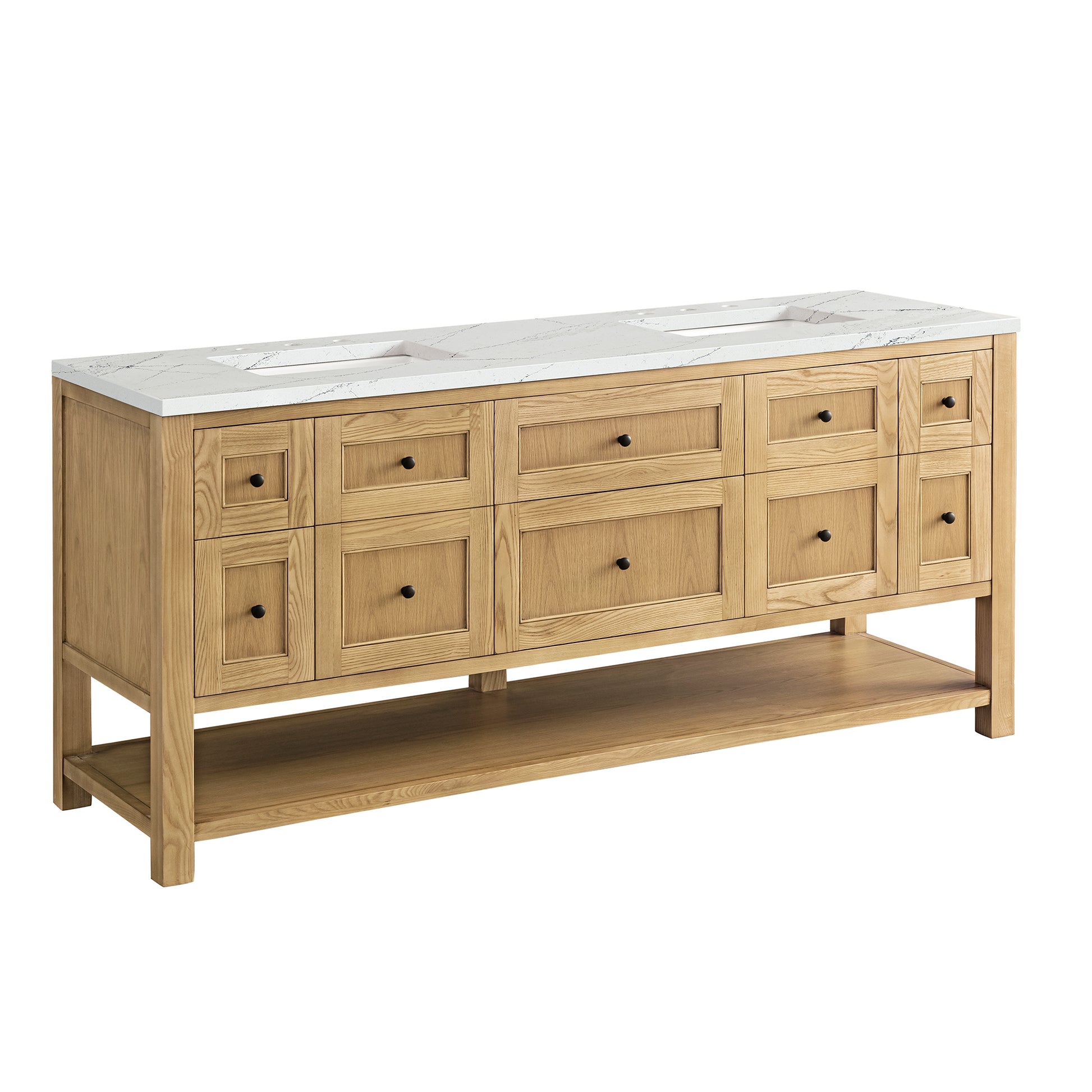 Renovate for Less Atlanta Breckenridge 72" Double Vanity, Light Natural Oak w/ 3 CM Ethereal Noctis Top