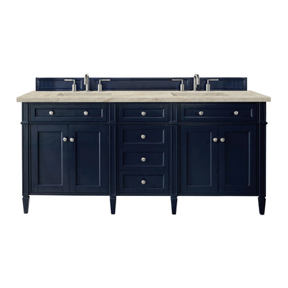 Brittany 72" Double Vanity, Victory Blue, w/ 3 CM Tajnar Eclos Top