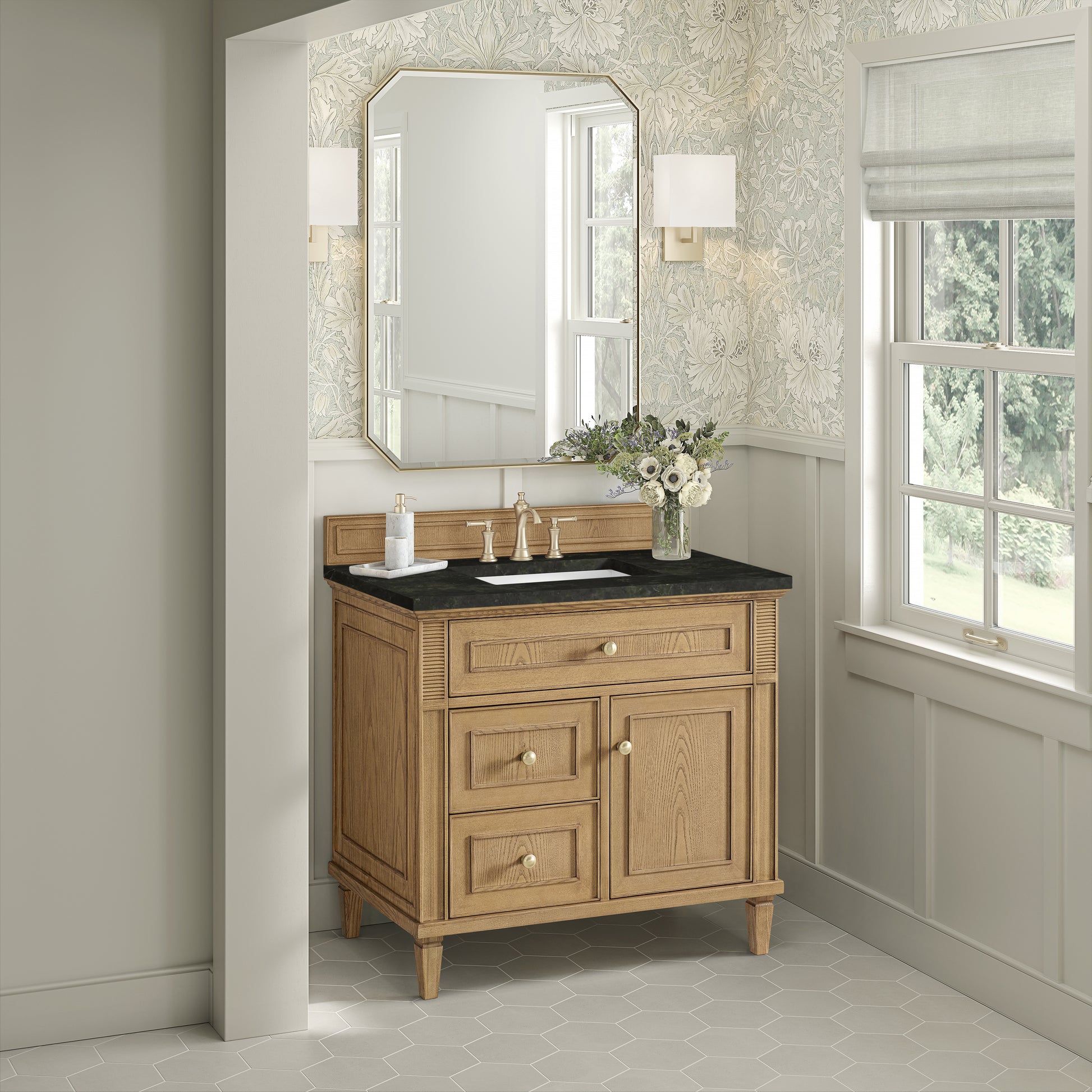 Renovate for Less Atlanta Lorelai 36" Single Vanity, Light Natural Oak, w/ 3 CM Phantome Eclos Top