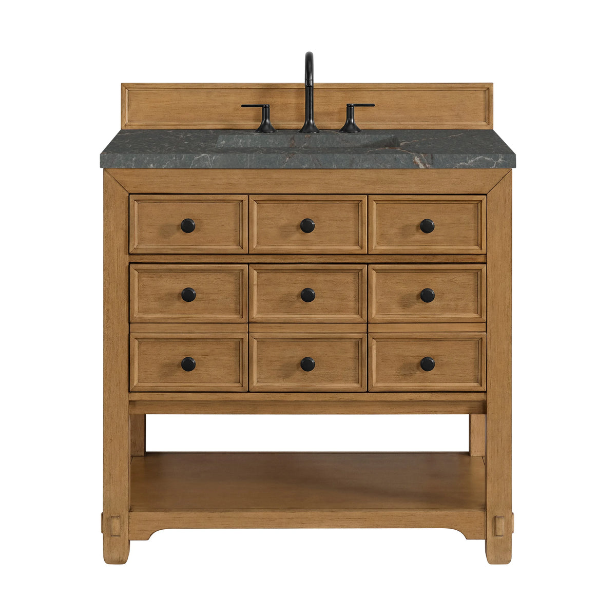 Malibu 36" Single Vanity, Amber Birch w/ 3 CM Parisien Bleu Top