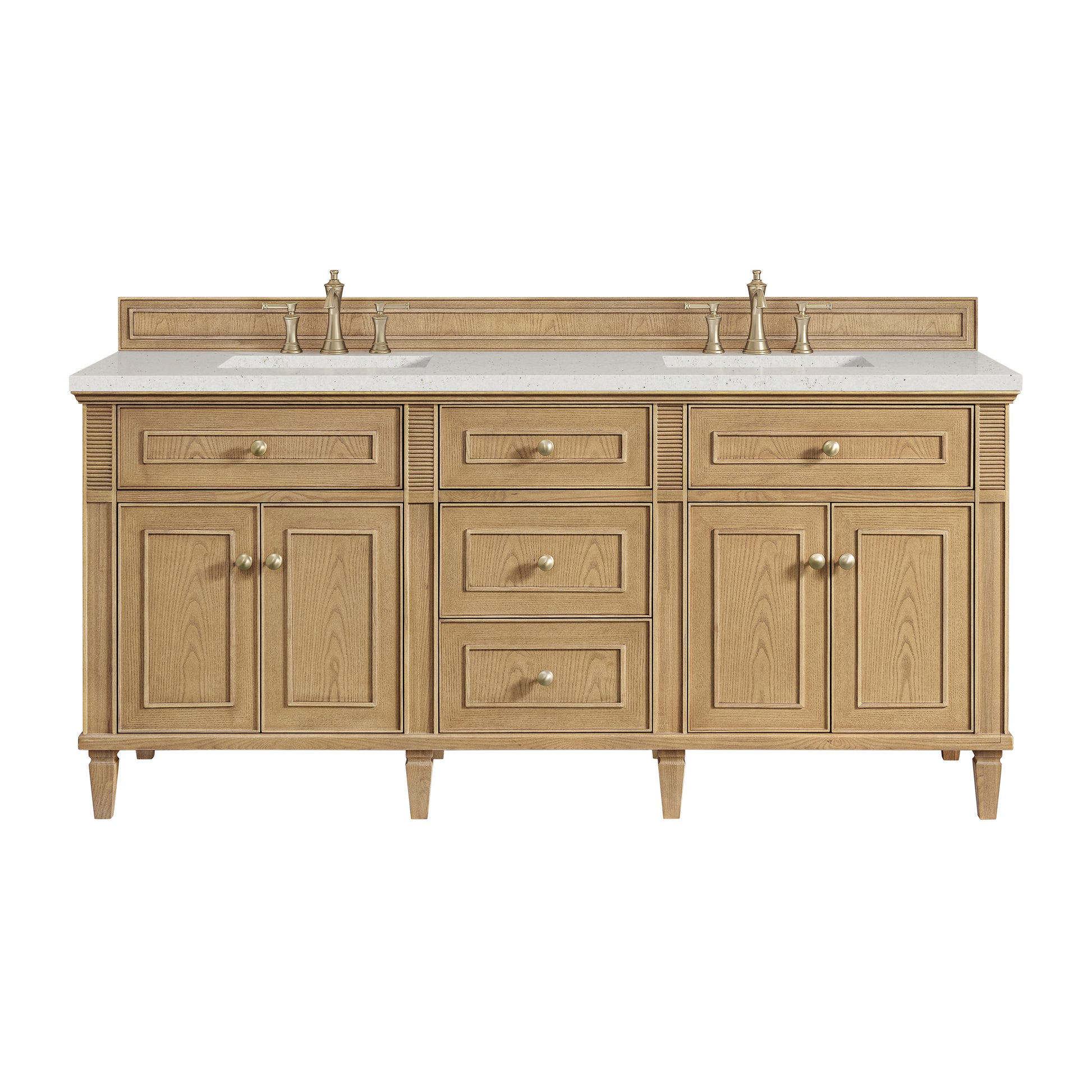 Renovate for Less Atlanta Lorelai 72" Double Vanity, Light Natural Oak w/ 3 CM Lime Delight Silestone Top