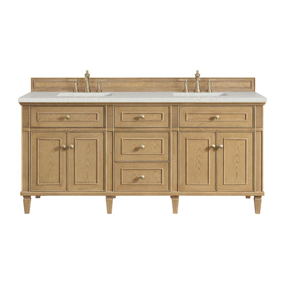Renovate for Less Atlanta Lorelai 72" Double Vanity, Light Natural Oak w/ 3 CM Lime Delight Silestone Top