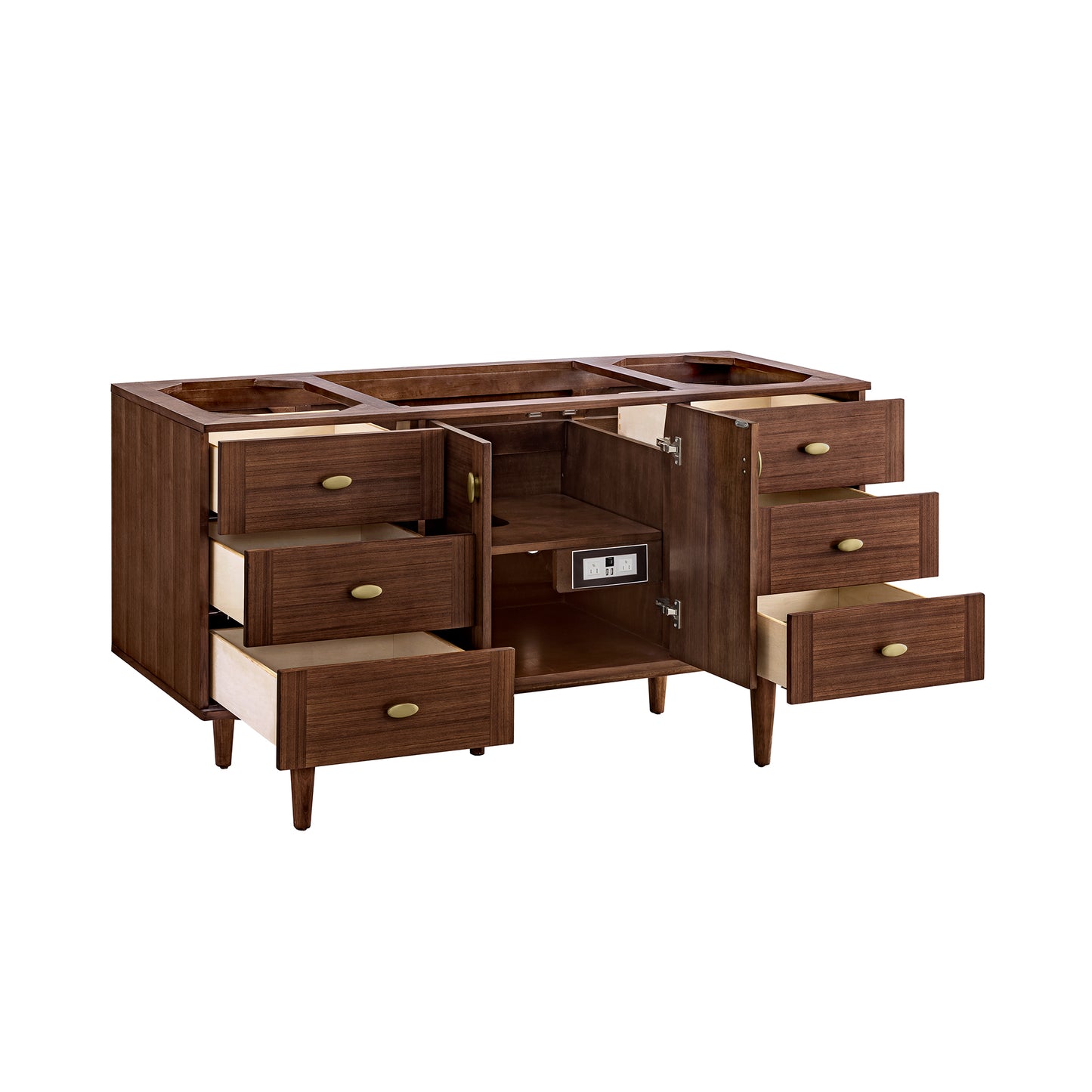 Renovate for Less Atlanta Amberly 60" Single Vanity, Mid-Century Walnut w/ 3 CM Ethereal Noctis Top