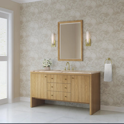 Hudson 60" Single Vanity, Light Natural Oak, w/ 3 CM Tajnar Eclos Top