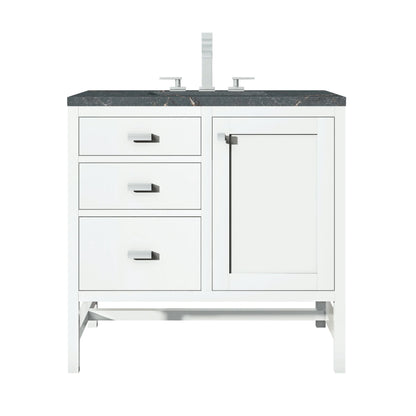 Addison 36" Single Vanity, Glossy White w/ 3 CM Parisien Bleu Silestone Top