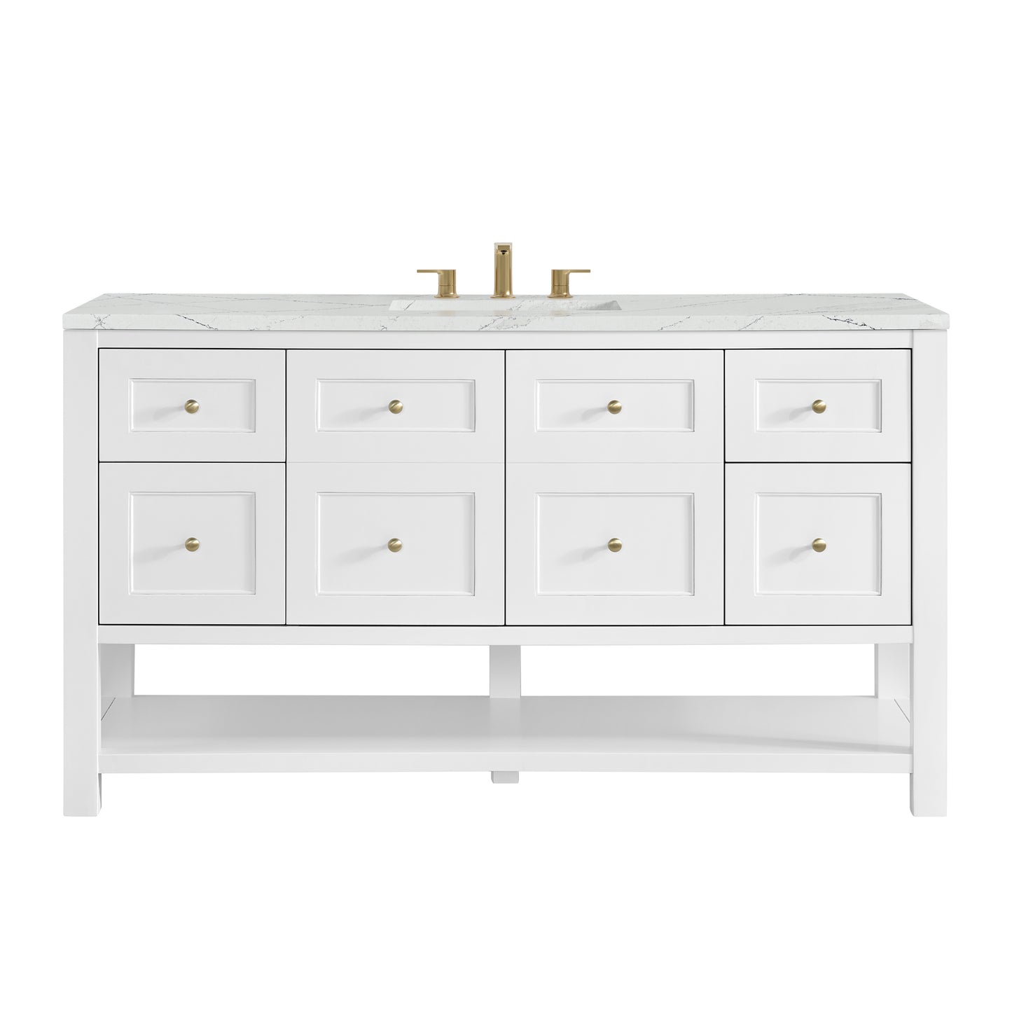 Renovate for Less Atlanta Breckenridge 60" Single Vanity, Bright White, w/ 3 CM Ethereal Noctis Quartz Top