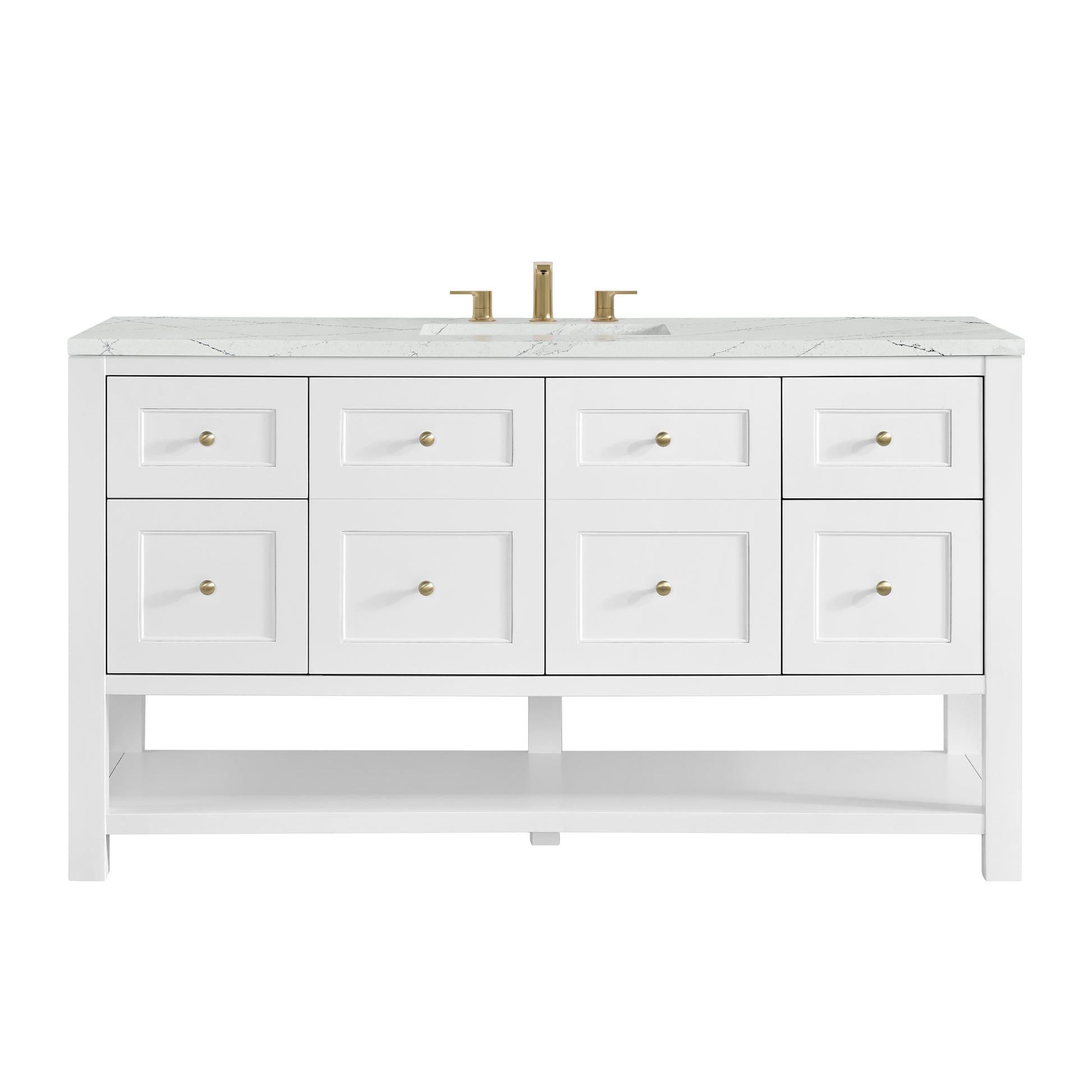 Renovate for Less Atlanta Breckenridge 60" Single Vanity, Bright White, w/ 3 CM Ethereal Noctis Quartz Top