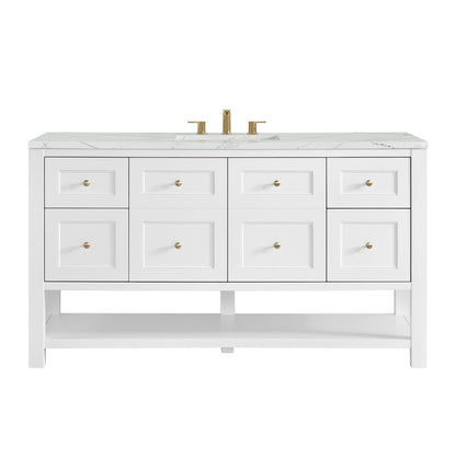 Renovate for Less Atlanta Breckenridge 60" Single Vanity, Bright White, w/ 3 CM Ethereal Noctis Quartz Top