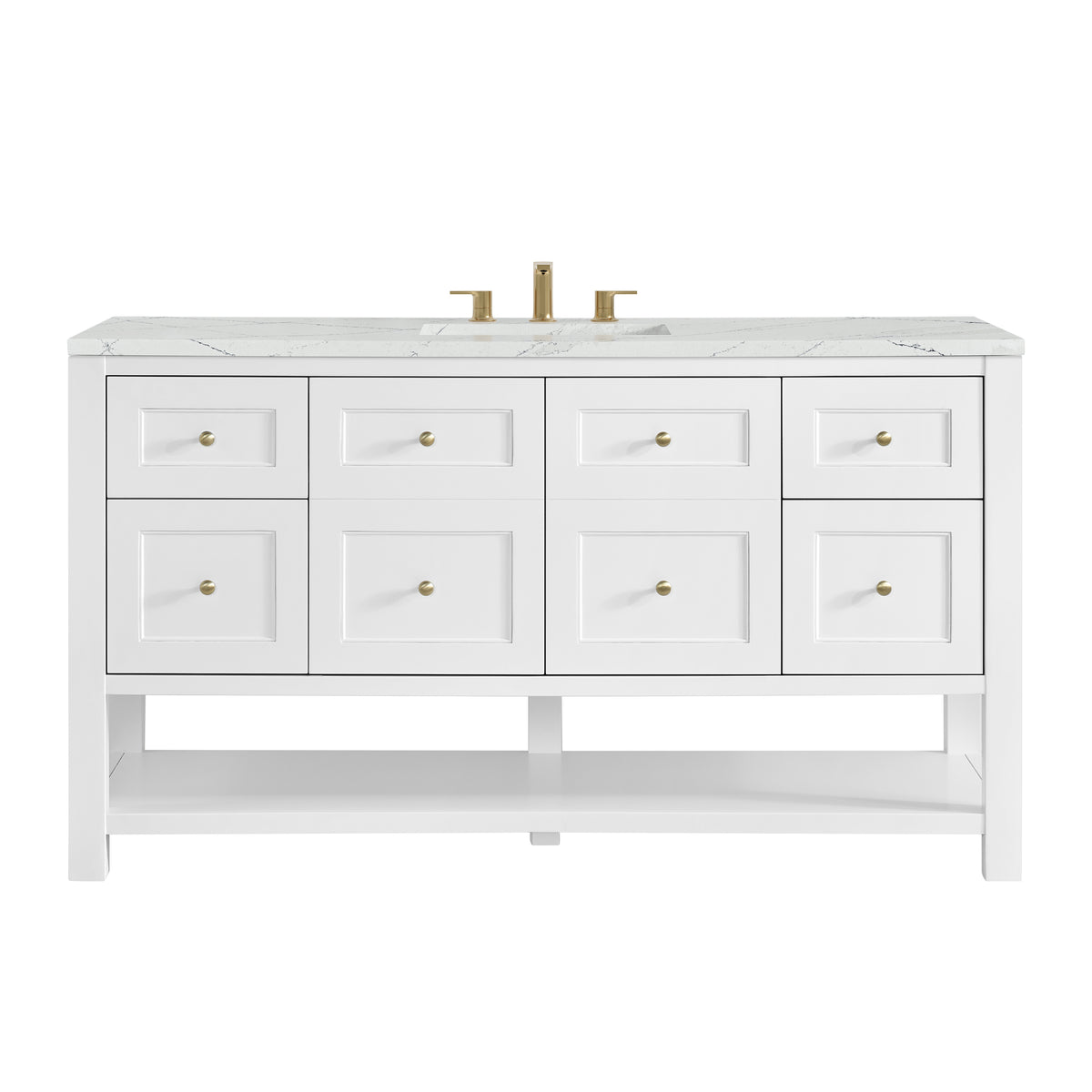Renovate for Less Atlanta Breckenridge 60" Single Vanity, Bright White, w/ 3 CM Ethereal Noctis Quartz Top