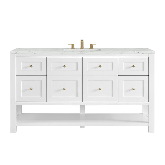 Renovate for Less Atlanta Breckenridge 60" Single Vanity, Bright White, w/ 3 CM Ethereal Noctis Quartz Top