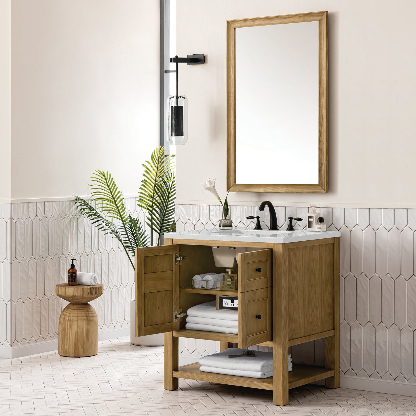 Renovate for Less Atlanta Breckenridge 30" Single Vanity, Light Natural Oak w/ 3 CM Lime Delight Top