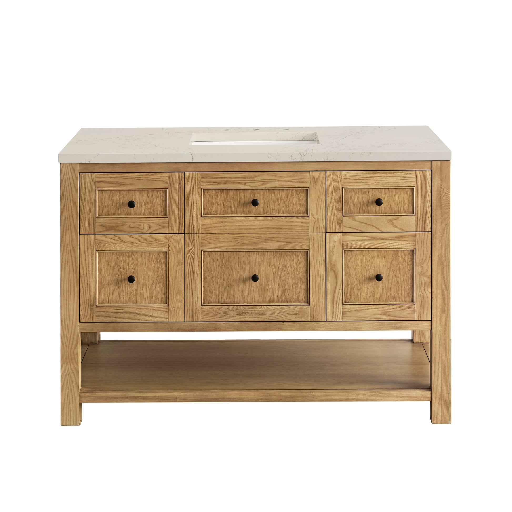 Renovate for Less Atlanta Breckenridge 48" Single Vanity, Light Natural Oak, w/ 3 CM Siberian Silestone Top