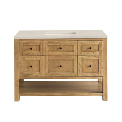 Renovate for Less Atlanta Breckenridge 48" Single Vanity, Light Natural Oak, w/ 3 CM Siberian Silestone Top