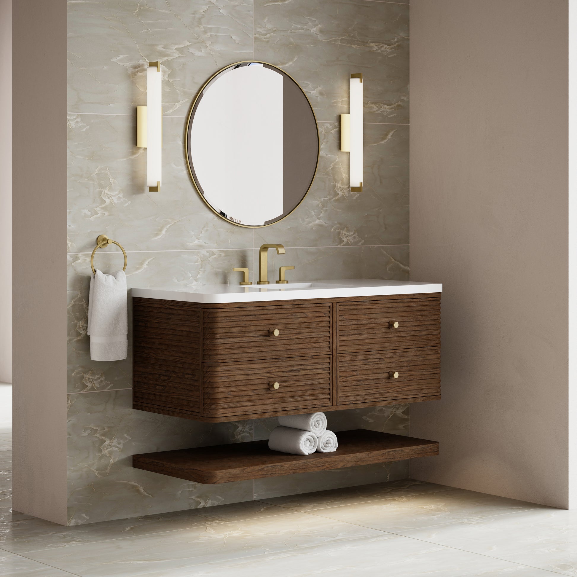 Renovate for Less Atlanta Allamari 48" Single Vanity, Sable w/ 3 CM White Zeus Silestone Top