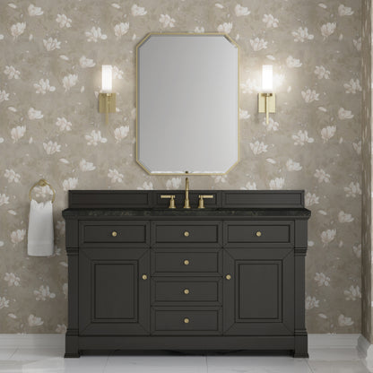 Renovate for Less Atlanta Brookfield 60" Single Vanity, Black Onyx, w/ 3 CM Phantome Eclos Top